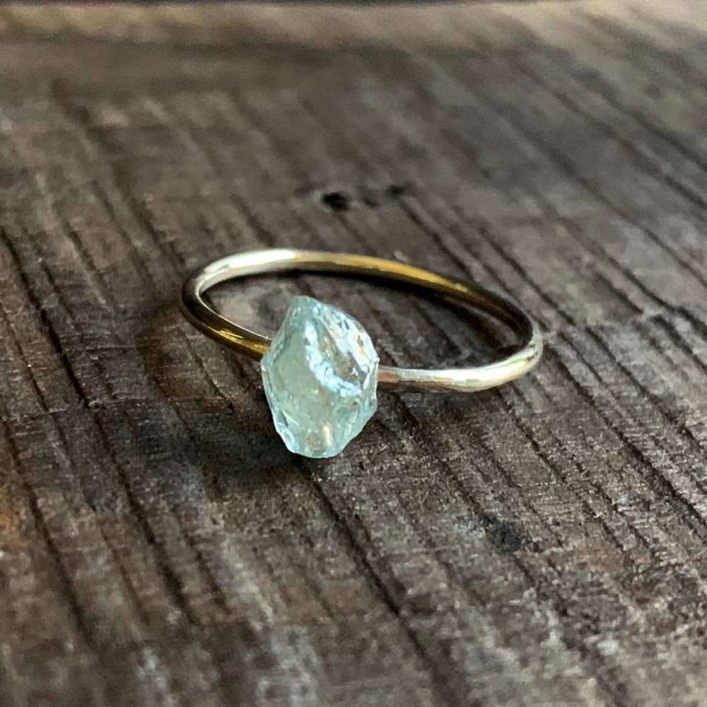 Raw Aquamarine 925 Sterling Silver Ring US 7 - Picture 1 of 5
